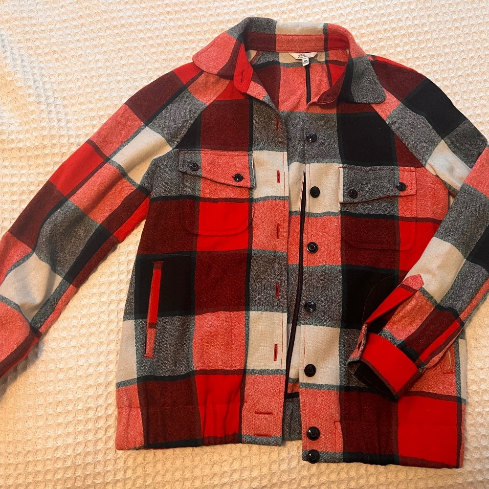 LL Bean wool flannel plaid XS Button down
